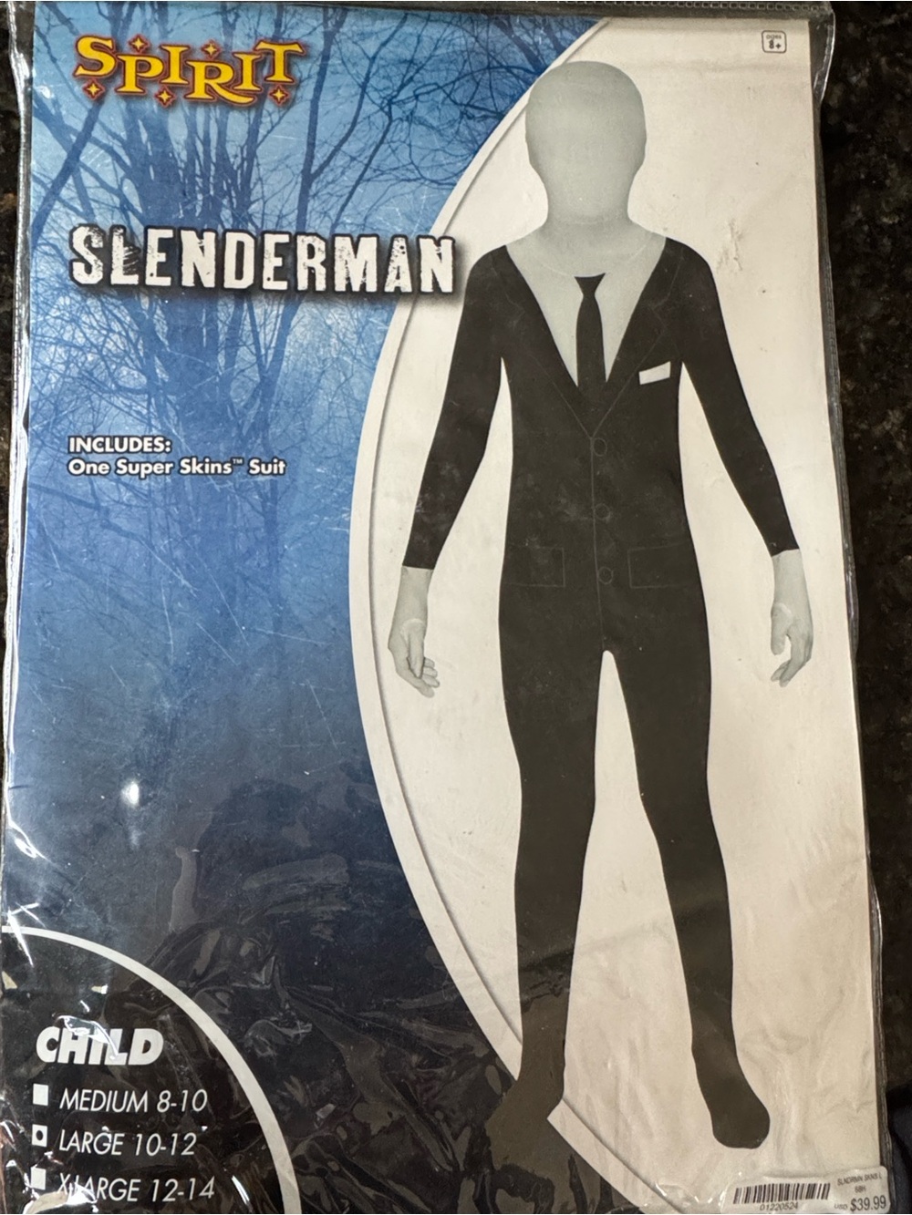 Spirit Kids Slenderman Super Skins Costume - Black